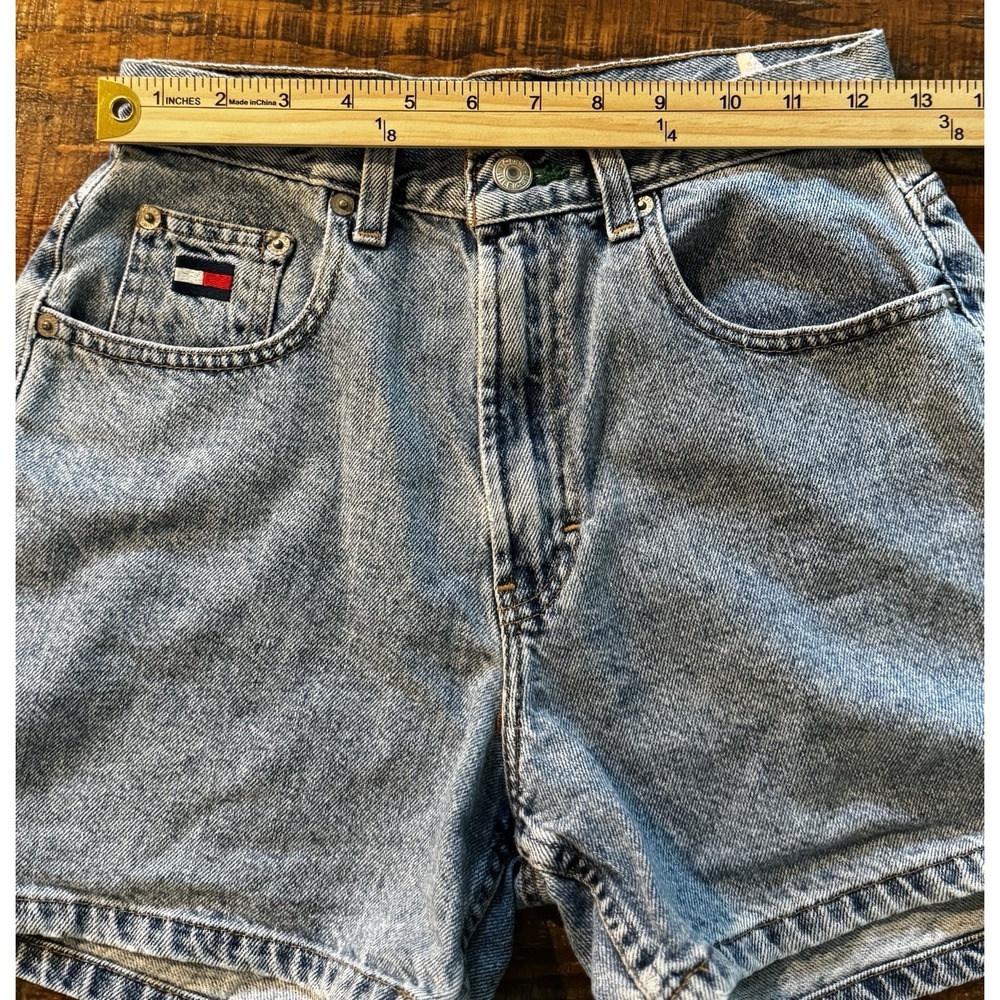 Vintage Tommy Hilfiger Denim Shorts Womens 29 Blue High Rise Mom Jean Flag Logo - Picture 7 of 9